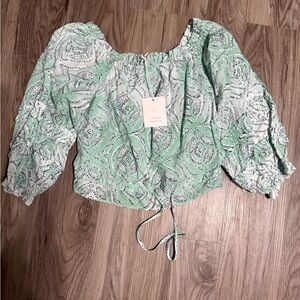 NWT LC Lauren Conrad Mint Green Paisley Blouse